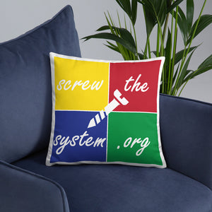 SCREW THE SYSTEM SQUARES PILLOW